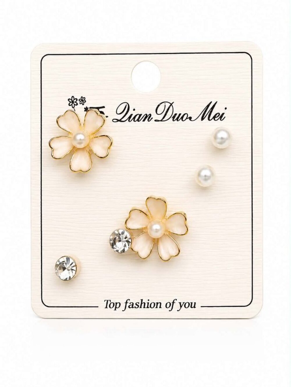 Elegant Floral & Pearl Earring Set